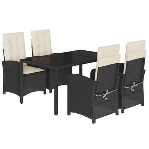 Juego de 4 Mesas de Comedor de Ratán Sintético Negro para Patio, Tamaño Mediano, para Jardín - Product Image 2