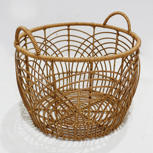 Wholesale Set 3 <b>Foldable</b> Eco-Friendly Modern Plastic Rustic Circular Storage <b>Baskets</b> with Handmade Handles for Laundry Storage - Product Image 5