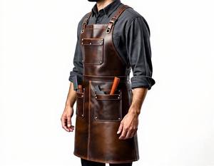 Delantal de Barbero Profesional de Cuero con Bolsillos para Tijeras, Uniforme de Estilista, Equipo de Salón de Cuero Genuino LPN-0271 - Product Image 2