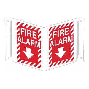 Panneau d'alarme incendie en forme de V Brady, rouge, PVC/aluminium, intérieur/extérieur, avertissement de sécurité - Product Image 2
