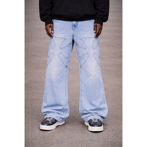 Pantalones Anchos de Algodón para Hombre, Cintura Media, Lavado Medio, con Parches, Ligeros, Transpirables, Resistentes al Viento, Ecológicos y Personalizados de Alta Calidad 2026 - Product Image 3