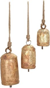 Meilleures ventes RISING INTERNATIONAL Cloche en métal artisanale de forme traditionnelle, ornement décoratif suspendu avec support en corde artisanal, personnalisable - Product Image 3