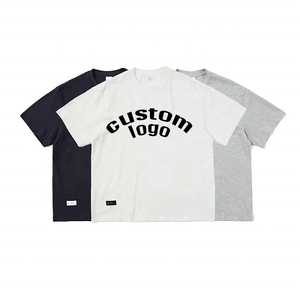 T-shirt en jersey de coton pour homme avec logo personnalisé, manches courtes, col rond, coupe décontractée, respirant, imprimé sur le devant, blanc, marine, gris - Product Image 1