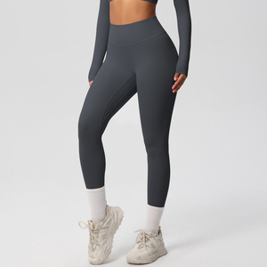 <b>Blue</b> 2 Piece Yoga Set High Waist Leggings Racerback Sports <b>Bra</b> Solid Color Breathable Seamless Workout Wear - Product Image 2