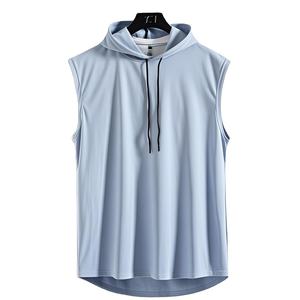 <b>Men</b> <b>Sleeveless</b> Hooded Vest 100% Cotton Solid Color Knitted Breathable Casual Winter Loose Fit - Product Image 6