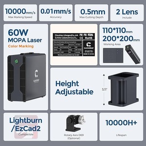 Grabador Láser de Fibra MOPA de 60W, Marcado a Color, Grabado en Metal con 2 Lentes F-Theta, 110x110mm, Máquina de Grabado Láser - Product Image 4