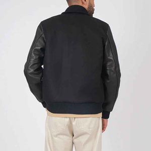 Vêtements décontractés d'hiver, veste de baseball personnalisée de haute qualité en chenille brodée avec manches en cuir, patchs, veste bomber, veste letterman - Product Image 1
