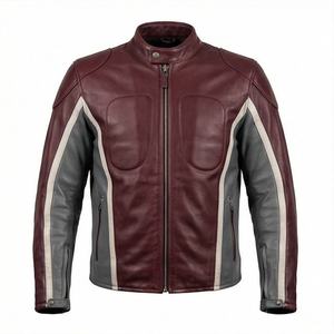 Veste de moto en cuir de vache véritable NAI 0404D avec logo avant en toile, manteau de motard tendance, équipement de protection pour la conduite - Product Image 1