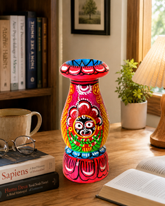 Auténtico Florero Pintado a Mano con Imagen del Señor Jagannath, Artesanía Tradicional de Odisha, Decorativo, Exportador Mayorista de Flores para Pascua - Product Image 2
