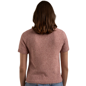 T-shirt en tricot texturé à motifs pour femme, manches courtes, col rond, décontracté, pour l'été, doux et extensible, style tendance, allure branchée - Product Image 4