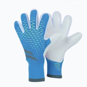 Orange Football Goalkeeper <b>Gloves</b> With Neon Green Cuff Silicone Print Non Slip Breathable Unisex Pull On Design - Product Image 3