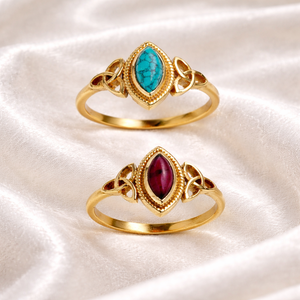 Moku Jewellery <b>Brass</b> <b>Ring</b> Garnet Marquise Cabochon Natural Fixed Size Peace Design Glam Statement <b>Ring</b> Handmade Women Jewelry - Product Image 5