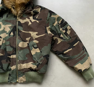 Sweat à capuche camouflage vintage surdimensionné en coton 100% crocheté sur mesure avec fermeture éclair, épais, pour l'hiver et la chasse, coupe carrée - Product Image 3