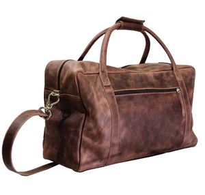 Monogrammed Full Grain Genuine Leather Foldable Multi-functional Duffle <b>Bag</b> Weekender Holdall with Customisable <b>Initials</b> - Product Image 1