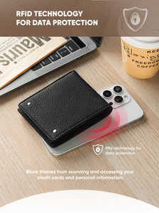 Porte-cartes de luxe en cuir véritable pour homme, portefeuille de créateur haut de gamme, fin et compact, avec plusieurs fentes pour cartes et fenêtres transparentes - Product Image 5