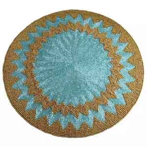 Handcrafted Sunflower Glass Seed Beaded <b>Placemat</b> <b>For</b> Festive Homedecor Ethnic Home Dining Coffee Decorative <b>Table</b> Accessories - Product Image 2