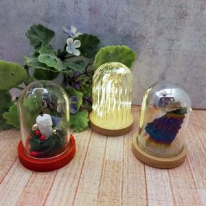Cúpula de Cristal Transparente en Miniatura Hecha a Mano con Base de Madera para Decoración - Product Image 6