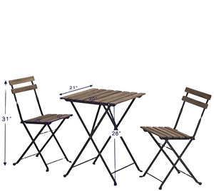 Moderno diseño francés al aire libre Bistro Set madera ratán mimbre Metal PE elegante jardín comedor muebles para uso en Patio - Product Image 3