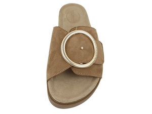 Sandales plates en cuir véritable marron, à plateforme, à bout ouvert, semelle épaisse, confortables, chaussures d'été - Product Image 3