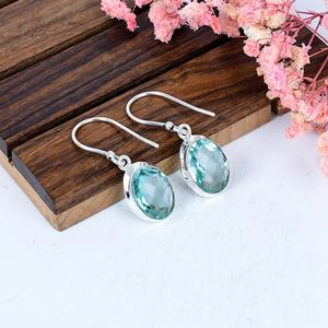Aquamarine Sterling <b>Silver</b> <b>Dangle</b> <b>Earrings</b> March Birthstone Jewelry Handmade Gift for Her - Product Image 1
