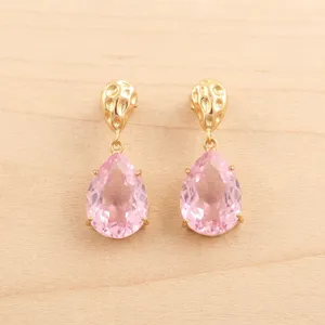 Boucles d'oreilles pendantes tendance en zircon rose et strass, style décontracté, avec fermoir à tige, bijoux fantaisie pour femme - Product Image 5