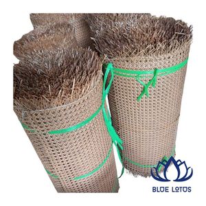 Lotus bleu, tissage diagonal en rotin beige écologique, motif carré, décoration naturelle pour la maison, pour chaises et armoires - Product Image 1