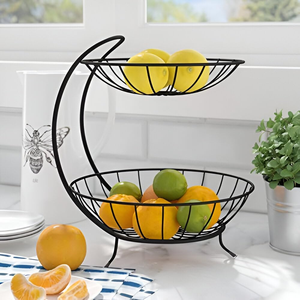 Cesta de Frutas de Dos Niveles, Soporte de Metal Negro para Encimera, Organizador de Almacenamiento de Productos, Estante para Frutas y Verduras de Cocina - Product Image 2