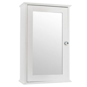 Specchio da Bagno Bianco a Porta Singola con Mensola, Montaggio a Parete, Elegante Specchio per Bagno - Product Image 3