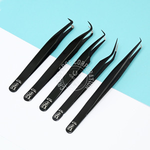 Lash Hook Tip Curved Classic Tweezers Fiber Tip 45 90 Degree Volume Tweezers Long Tip Isolation Eyelash Extension <b>Tool</b> - Product Image 5