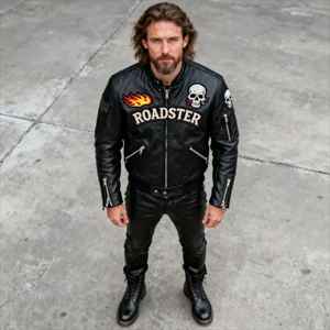 Chaqueta de Cuero Genuino para Hombre, Chaqueta de Motociclista a la Moda, Chaqueta de Cuero Gruesa y Cálida para Invierno - Product Image 4