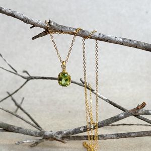 Colgante de Peridoto en Plata de Ley 925 con Baño de Oro Vermeil de 14K, Gema Natural Verde, Collar, Joyería, Regalo - Product Image 5