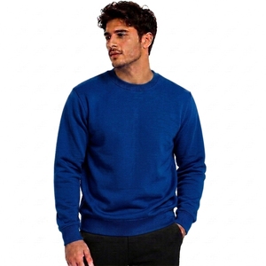 Pull en tricot bleu à col rond pour homme, coupe classique, couleur unie, sweat-shirt décontracté, vêtement d'automne - Product Image 1