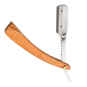Wholesale Customized Eco-Friendly Wooden Handle <b>Straight</b> <b>Razor</b> Stainless Steel Single Blade <b>Razor</b> for Face Body - Product Image 2