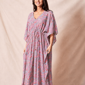 Kaftán de algodón estampado a mano al por mayor, kaftán de playa de algodón estampado, vestido de fiesta para mujer, vestido maxi de noche - Product Image 1