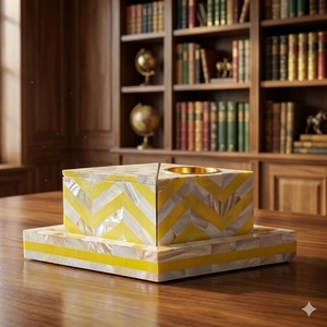 Brûleur d'encens en nacre jaune fait main, porte-bakhoor sculpté, diffuseur d'aromathérapie, décoration d'intérieur, cadeau - Product Image 3