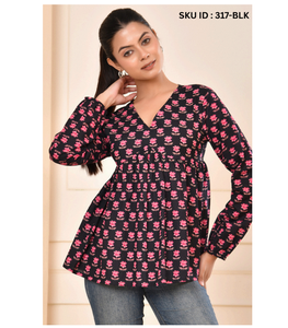 Blusa Moderna Asimétrica con Estampado Floral de Manga Larga para Mujer, Tela de Algodón Ligera, Cómoda, Informal, para Fiesta, Oficina, Uso Diario - Product Image 1