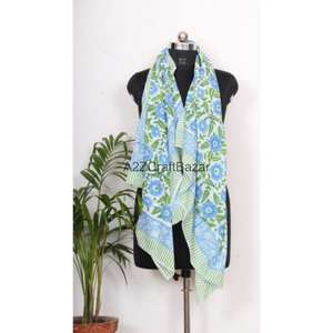 Wholesale 100% Cotton Digital Print Argyle & <b>Floral</b> <b>Scarf</b> for Women-Soft Breathable Skin-Friendly Daily Wear - Product Image 2