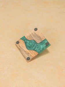Posavasos Decorativos Cuadrados Modernos de Resina y Madera, Hechos a Mano, Accesorios para Bebidas para Sala de Estar, Cocina y Oficina - Product Image 2