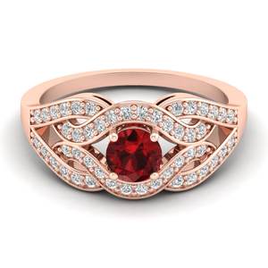 Anillo de Compromiso REYES de Alta Calidad con Granate de Corte Brillante Redondo de 0.5Ct en Oro de 14K, Certificado GRA, Joyería Fina con Moissanita - Product Image 1