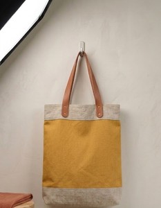 Jute Tote <b>Bag</b> With Leather Handle <b>Medium</b> <b>Size</b> Canvas Shopping <b>Bag</b> Daily Use Hand Length Handle - Product Image 1