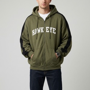 Sudadera con capucha de algodón 100% de felpa con cremallera, totalmente a la moda, con estampado digital, antipilling, transpirable, de invierno, de corte holgado, para hombre. - Product Image 4