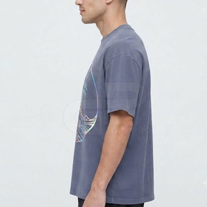 Camiseta con estampado reflectante para hombre, camiseta de algodón de primera calidad, informal, con cuello redondo, transpirable, ropa de calle, moda, uso diario, esencial - Product Image 6