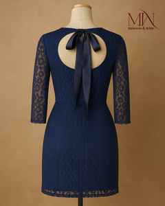 Women's Customizable Brasso Net <b>Dress</b> Straight Lace Evening Party & Formal Career <b>Dress</b> Summer Wholesale Manufacturer Button - Product Image 3