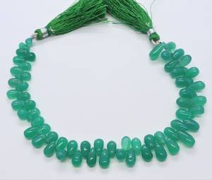 Cuentas de ónix verde natural en forma de lágrima, lisas, de 6x9 mm, cuentas de ónix en forma de gota, cuentas de ónix verde natural en forma de lágrima para la fabricación de joyería. - Product Image 1