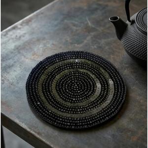 Handmade Black Beaded <b>Coaster</b> Round Decorative <b>Table</b> Mat Elegant Coffee Cup Holder Home Decor Gift Stylish Dining Accessory - Product Image 3