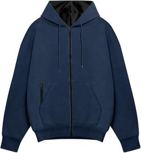 เสื้อมีฮู้ดพิมพ์โลโก้ตามสั่งสำหรับผู้ชายเสื้อฮู้ดแบบรูดซิปแบบวินเทจซักได้ตามต้องการ - Product Image 1