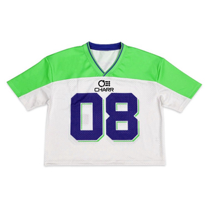 2026 Oversized Crop Boxy American Football Jersey Retro Streetwear Mesh Short Sleeve 100% <b>Polyester</b> V-neck Adjustable Strap - Product Image 2