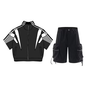Conjunto de Chaqueta y Pantalones Cortos Deportivos para Hombre, Chaqueta Cortavientos con Bloques de Color Personalizados - Product Image 3