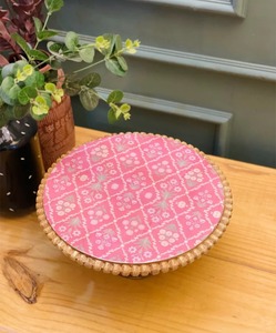 Support à gâteau classique rose en tapisserie, support à cupcakes en bois de mangue, détachable avec socle rond, présentoir de table pour décorer les gâteaux - Product Image 5