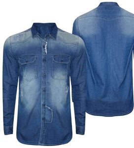 Chemises en jean pour hommes à prix abordable, décontractées, 100 % coton, couleur unie, délavage moyen, manches longues, boutonnées, confortables, tendance, fournisseur en gros - Product Image 6